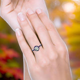 Art Deco Round Natural Stone Floral Ring