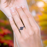 Art Deco Round Natural Stone Floral Ring