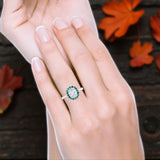 Art Deco Oval Natural Stone Floral Ring