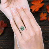 Art Deco Oval Natural Stone Floral Ring
