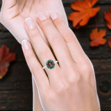 Art Deco Oval Natural Stone Floral Ring