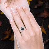 Art Deco Oval Natural Stone Floral Ring