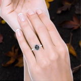 Art Deco Oval Natural Stone Floral Ring
