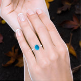 Art Deco Oval Natural Stone Floral Ring