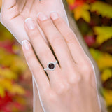 Round Natural Stone Halo Ring