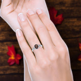 Oval Natural Stone Leaf Design Wedding Ring