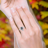 Pear Teardrop Natural Stone Halo Ring