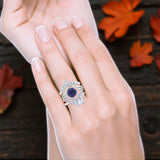 Three Piece Round Natural Stone Cocktail Ring