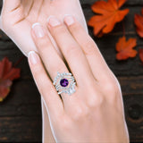 Three Piece Round Natural Stone Cocktail Ring