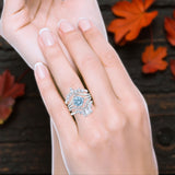 Three Piece Round Natural Stone Cocktail Ring