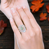 Three Piece Round Natural Stone Cocktail Ring
