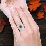 Three Piece Round Natural Stone Cocktail Ring
