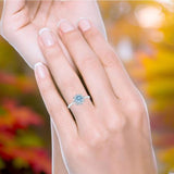 Art Deco Round Natural Stone Floral Ring