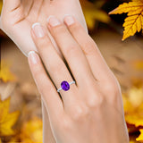 Solitaire Engagement Ring Oval Simulated Cubic Zirconia 925 Sterling Silver