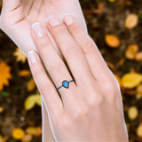 Oxidized Pear Teardrop Solitaire Ring