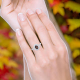 Art Deco Oval Natural Stone Halo Ring