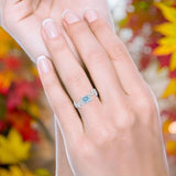 Round Natural Stone Leaf Style Ring