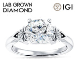 18K Gold IGI Certified Round 2 Carat Lab Grown Diamond Floral Ring