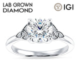 18K Gold IGI Certified Round 3 Carat Lab Grown Diamond Trinity Ring