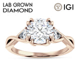 14K Gold IGI Certified Round 1 Carat Lab Grown Diamond Trio Ring