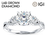 IGI Certified Round 1 Carat Lab Grown Diamond Twisted Trio Ring