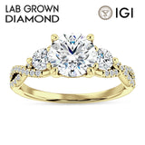 IGI Certified Round 2 Carat Lab Grown Diamond Twisted Trio Ring