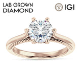 18K Gold IGI Certified Round 3 Carat Lab Grown Diamond Solitaire Ring