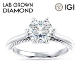 18K Gold IGI Certified Round 3 Carat Lab Grown Diamond Solitaire Ring