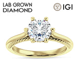 18K Gold IGI Certified Round 3 Carat Lab Grown Diamond Solitaire Ring