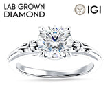 IGI Certified Round 1 Carat Lab Grown Diamond Flower Ring