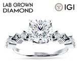 IGI Certified Round 1 Carat Lab Grown Diamond Cluster Beaded Ring