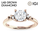 IGI Certified Round 3 Carat Lab Grown Diamond Art Deco Ring