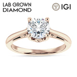 IGI Certified Round 1 Carat Lab Grown Diamond Art Deco Solitaire Ring