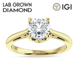 IGI Certified Round 3 Carat Lab Grown Diamond Art Deco Solitaire Ring