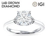 18K Gold IGI Certified Round 1 Carat Lab Grown Diamond Leaf Floral Ring