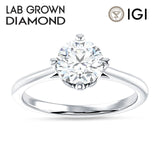 IGI Certified Round 3 Carat Lab Grown Diamond Cathedral Solitaire Ring