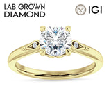 IGI Certified Round 2 Carat Lab Grown Diamond Hidden Halo Art Deco Trio Ring