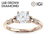 IGI Certified Round 1 Carat Lab Grown Diamond Art Deco Filigree Ring