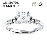 10K Gold IGI Certified Round 1 Carat Lab Grown Diamond Art Deco Filigree Ring