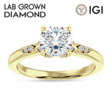 18K Gold IGI Certified Round 3 Carat Lab Grown Diamond Art Deco Cluster Hidden Diamond Ring