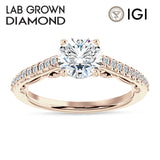 14K Gold IGI Certified Round 3 Carat Lab Grown Diamond Art Deco Cluster Filigree Ring