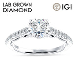 14K Gold IGI Certified Round 3 Carat Lab Grown Diamond Art Deco Cluster Filigree Ring
