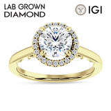 IGI Certified Round 3 Carat Lab Grown Diamond Art Deco Filigree Cluster Halo Ring