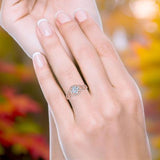 Round Halo Cubic Zirconia Infinity Twisted Ring 925 Sterling Silver