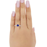 Twisted Heart Shank Promise Ring Simulated Blue Sapphire CZ 925 Sterling Silver