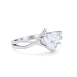 Twisted Heart Shank Promise Ring Simulated Cubic Zirconia 925 Sterling Silver