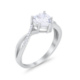 Twisted Heart Shank Promise Ring Simulated Cubic Zirconia 925 Sterling Silver