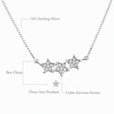 Round CZ Star Pendant Necklace  925 Sterling Silver