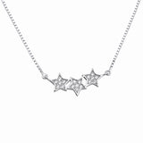 Round CZ Star Pendant Necklace  925 Sterling Silver