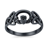 Claddagh Ring Rhodium Plated Plain Celtic Knot Ring 925 Sterling Silver